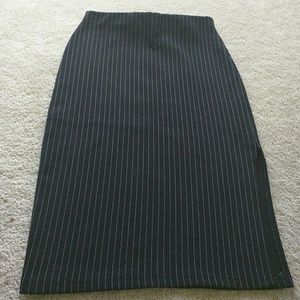 Black skirt with white pinstripes