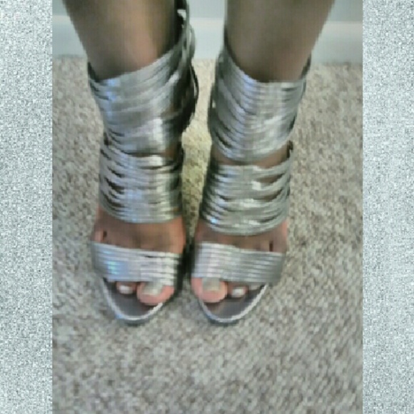 Silver Strappy Heels
