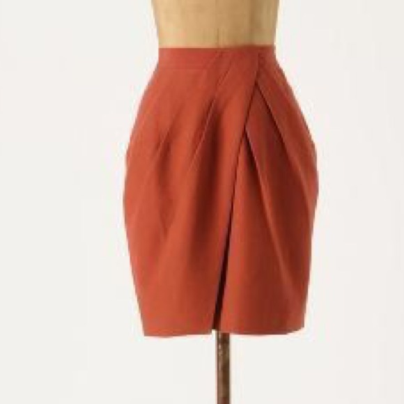 Anthropologie fei was hi wrap skirt red size 6