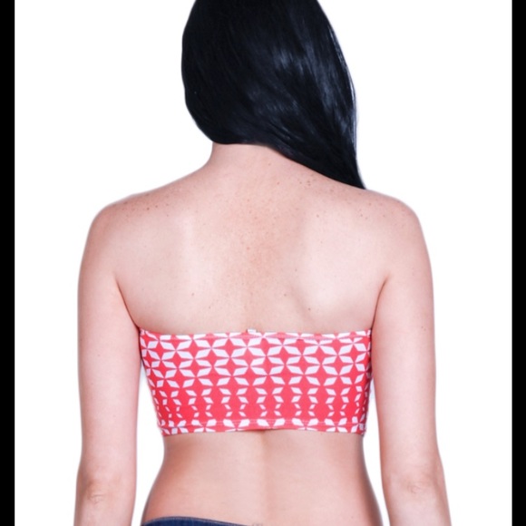 Red Patterned Mini Crop Top - Picture 2 of 2