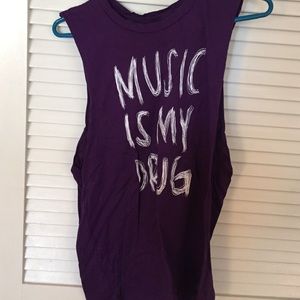 "music is my drug" purple muscle tank