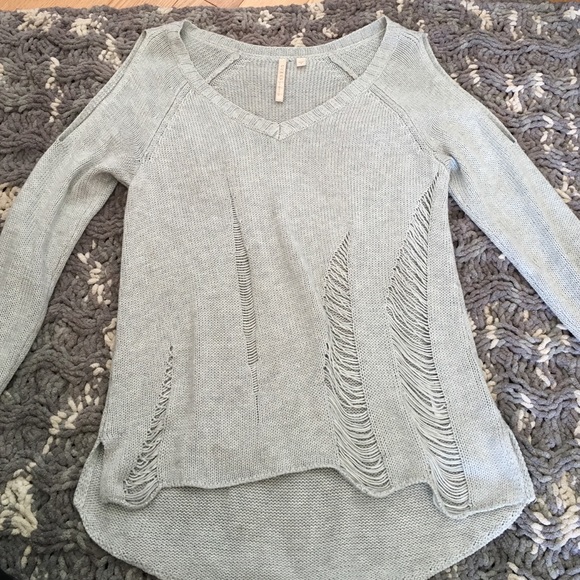 Guess distressed sweater with shoulder cut outs