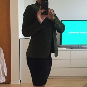 Suede blazer style jacket. Army color green.
