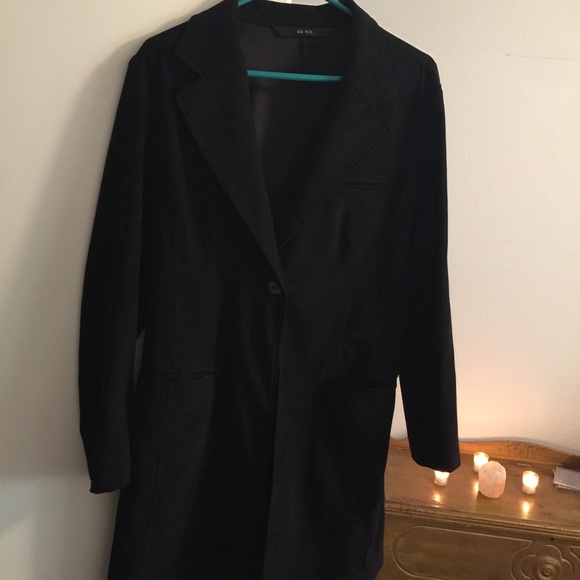 Long, black suede like blazer