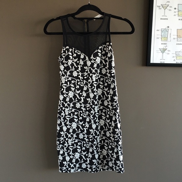Black and white floral pattern dress
