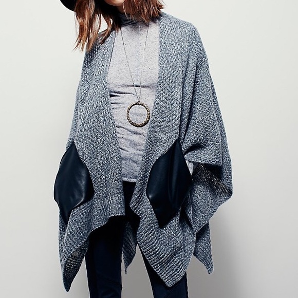 Free People Charlie Vegan Pocket Ruana O/S - NWOT