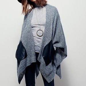 Free People Charlie Vegan Pocket Ruana O/S - NWOT