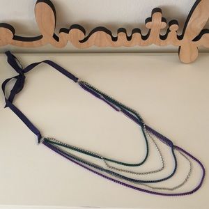 Layered chain colorful necklace