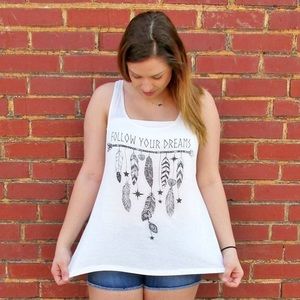 Follow your dreams graphic tank-white