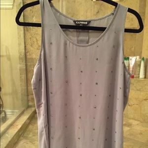 NWT Express tank grey w rhinestones M slit-back