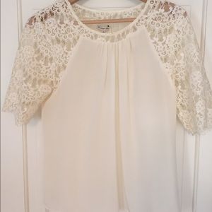 Madewell Broadway & Broome 100% silk and lace top