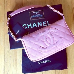 💯 Authentic CHANEL Rose Pink Gold Chain Handbag