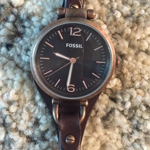 Brown leather Fossil women's watch