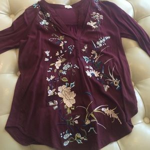 Burgundy chinoiserie embroidered tunic
