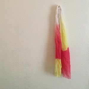 pink, yellow, and white scarf