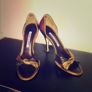 MAKE OFFER - Metallic Calfskin Leather Heels