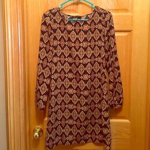 Honey Punch Patterned Navy Dress