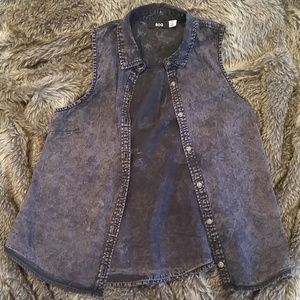 Fake denium button up vest