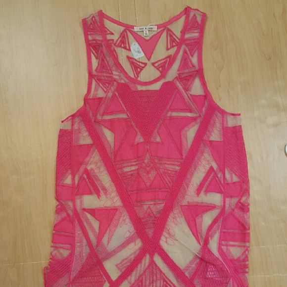 Pink Aztec lace tank
