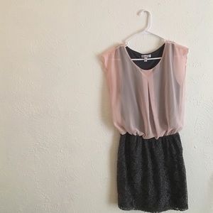 pink and grey lace dress