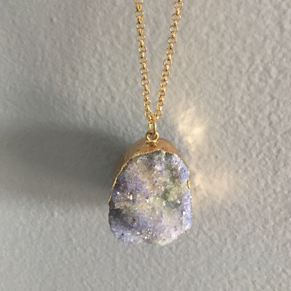 Baublebar Amethyst Stone Druzy Pendant Necklace
