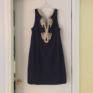 Lily Pulitzer navy and gold shift dress
