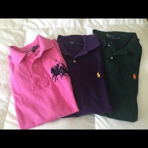 (3) Men's Polo Ralph Lauren pique golf shirts Sz M