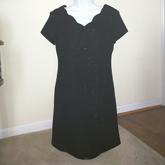 Little Black Scalloped Neck Dress