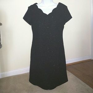 Little Black Scalloped Neck Dress