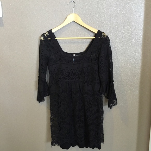 Black lace freepeople dress with built in slip