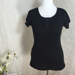 Black stretch top w/buttons FINAL CLEARANCE
