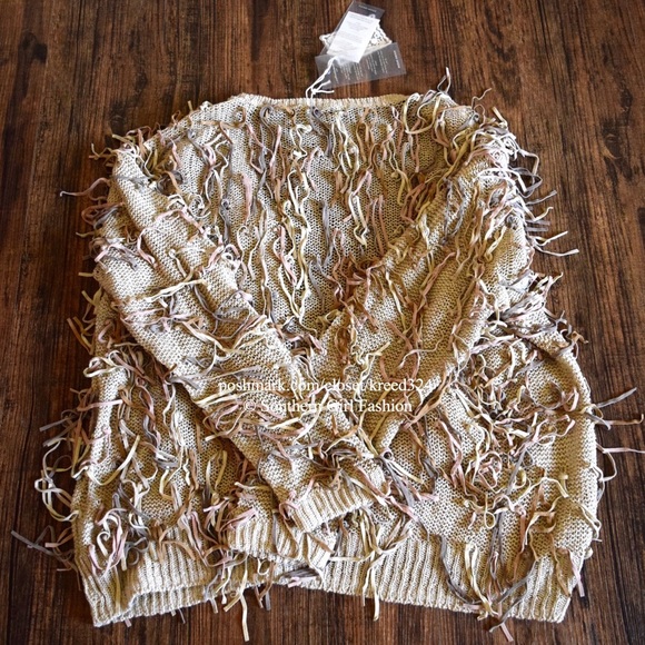 FREE PEOPLE Cardigan Slouchy Fringe Sweater Jacket - Picture 2 of 3