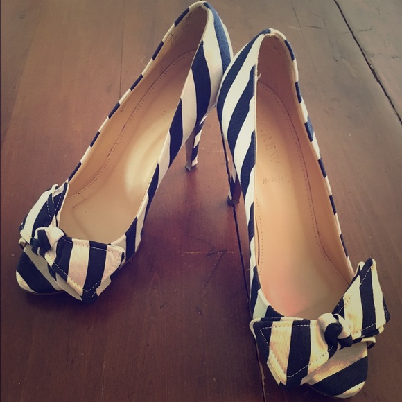 Navy and white j.crew heels
