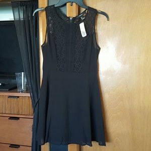 Black lace mini dress