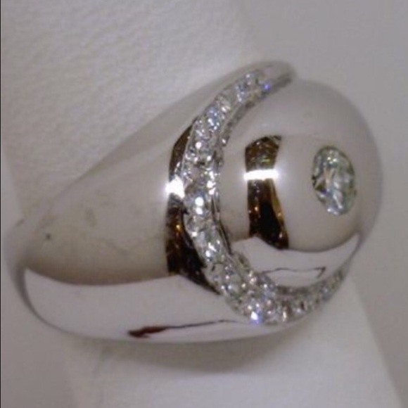 ❤️‍🔥 Heavy 14K White Gold Diamond Ring - Picture 2 of 4