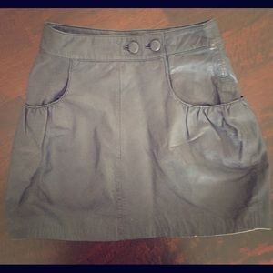 Blue genuine leather skirt