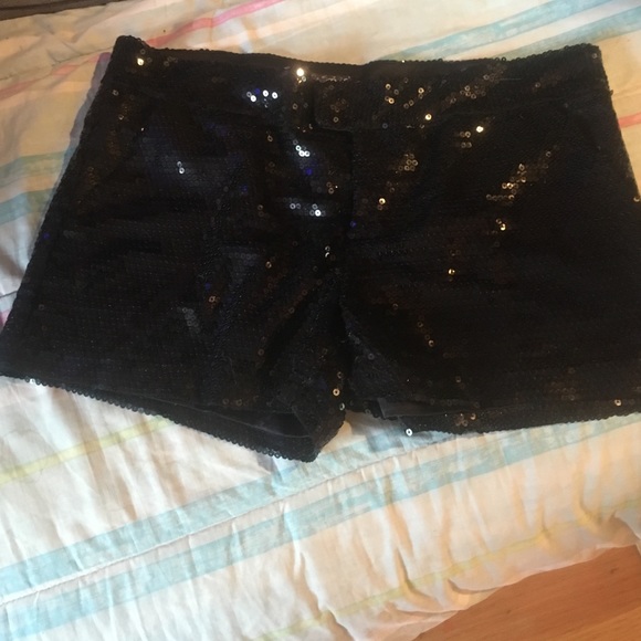 Black sequin low waist shorts