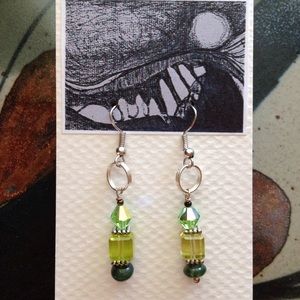 Green artisan earrings.