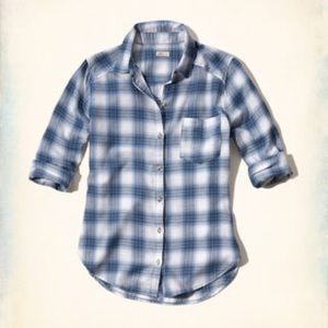 Abercrombie kids blue checkered flannel