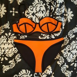 Orange neoprene bathing suit
