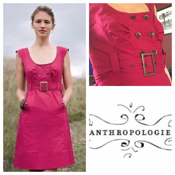 Anthropologie Dresses & Skirts - Maeve Pink Overcast Belted Dress