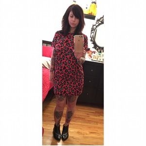 Neon Leopard Mini Shift Dress