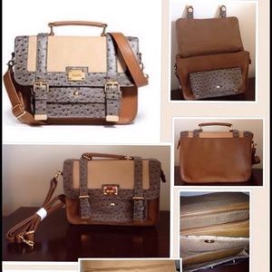 Mark Town Satchel Faux Leather Ostrich Handbag