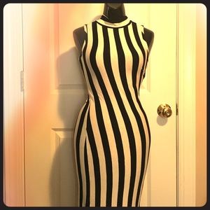 Black and white stripe maxi dress