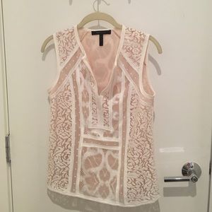 BCBG Lace Blocked Top