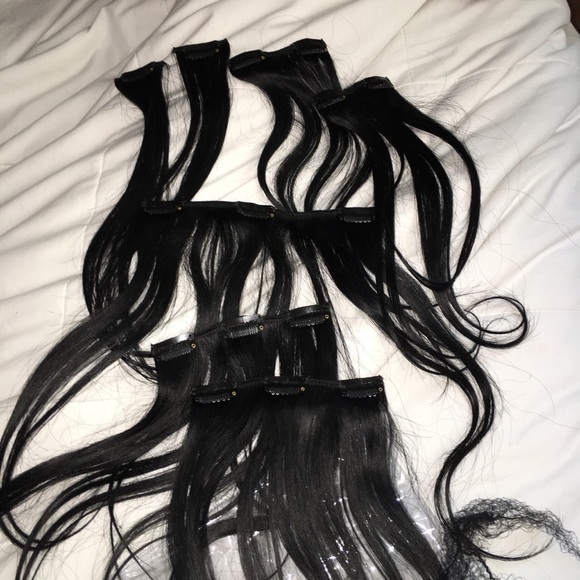 15' hair clip in extensions jet black