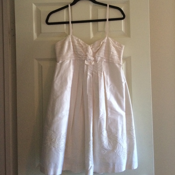 BCBG White Dress with embroidered hem