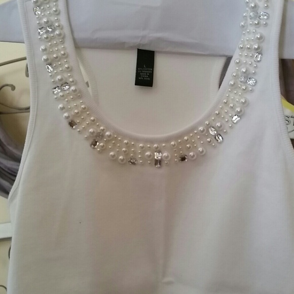 INC embellished rib tank