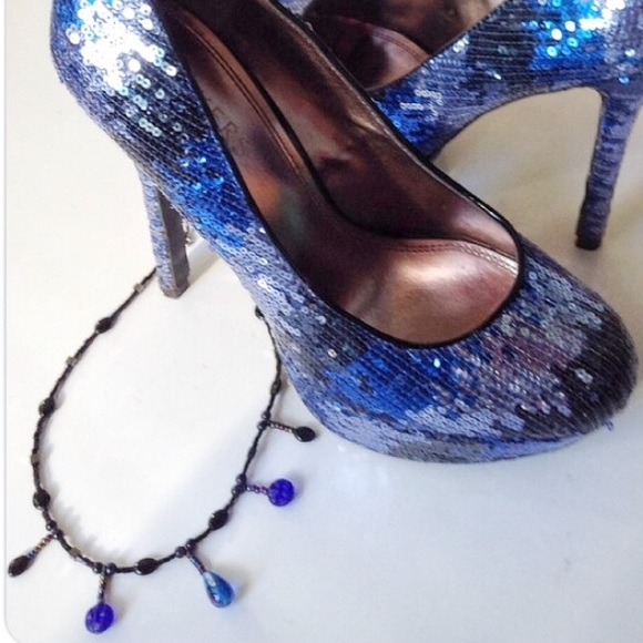 blue sequin heels