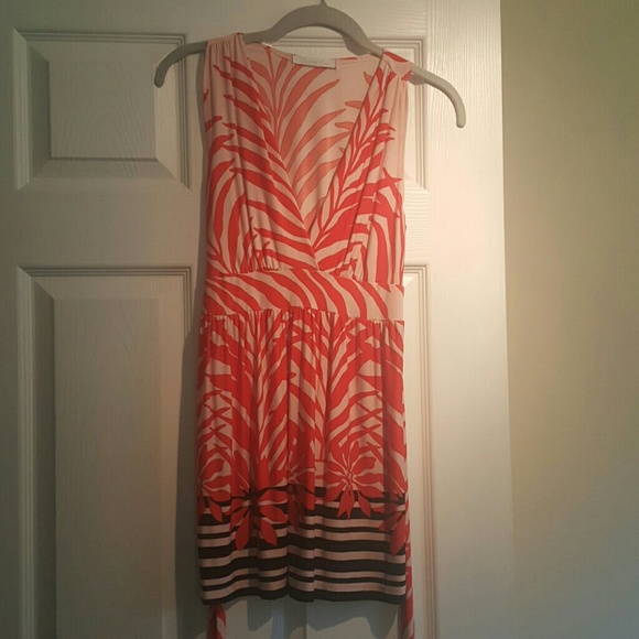 Orange print tie back tank